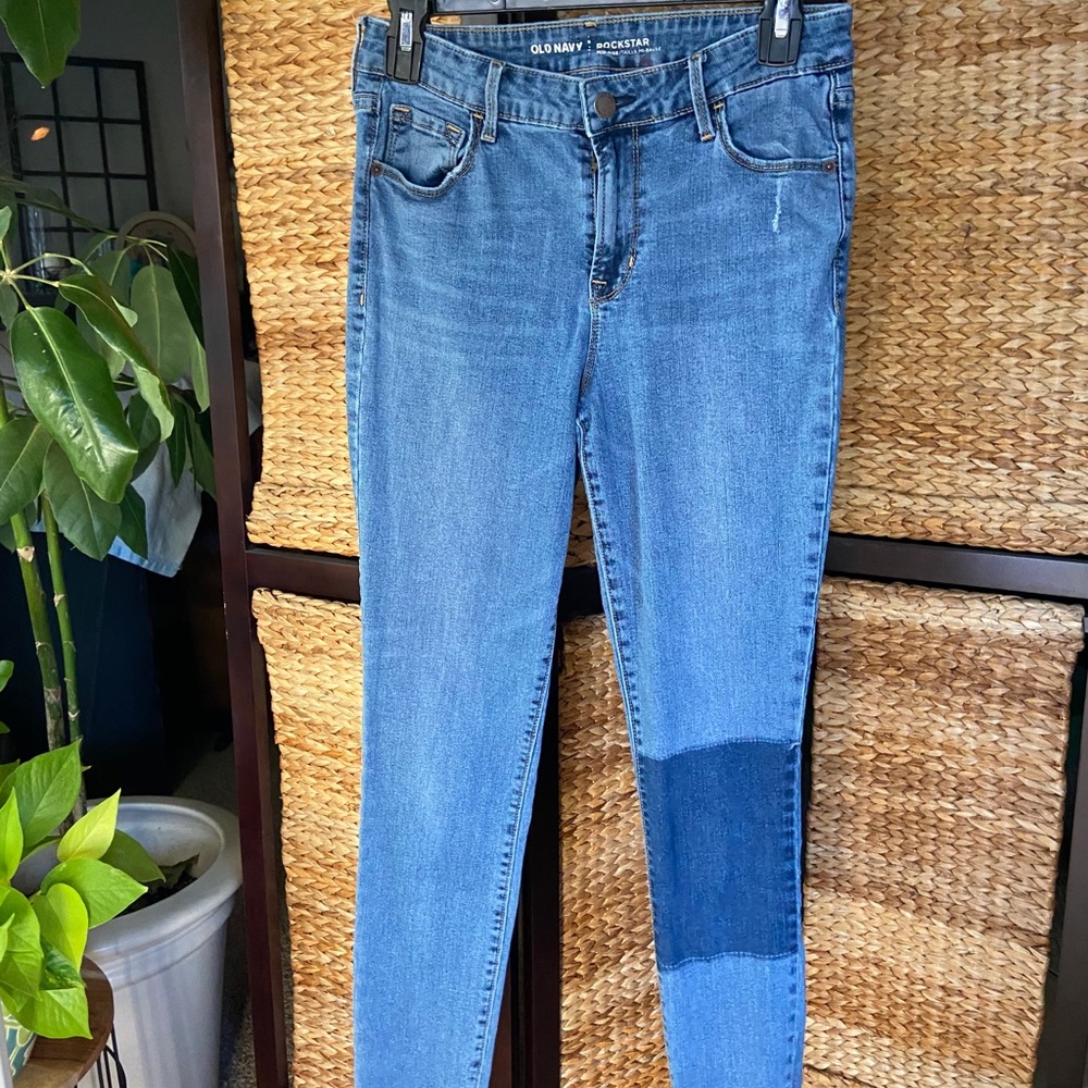 TALL patch knee skinny jeans